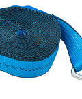 Heavy Duty Ratchet Straps 2 Inch By 30 Feet 10 Pack With Wire Hooks Blue Tie Downs 10,000 Lb Break Strength And 3,333 Lb Working Load Limit Per Strap For Trailers Trucks Cargo And Industrial Use displayed coiled with metal hook