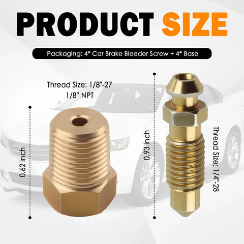 Built Heavy Duty Brake Bleeder Screws With Solid Copper Bases For Sweet Street Builds And Zero Mess Fluid Checks On Any Pro Car Caliper Race Setup, showing sizes 0.62 inch and 0.93 inch.