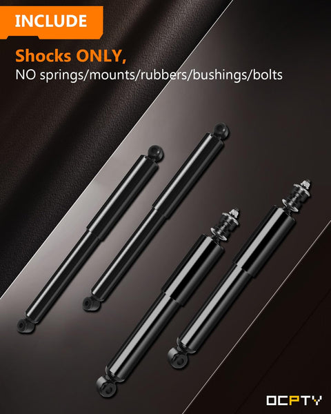 4-piece Ford Ranger And Mazda B2300 B3000 B4000 Front And Rear Shocks Struts Set, shown unmounted on a dark background