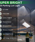 Beefed Up 300W LED Parking Lot Light With Dusk To Dawn Photocell, 42000LM, IP65 Waterproof Shoebox, 5700K Daylight, Slip Fitter