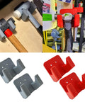 Dual Hammer Holder Wall Mount Set for Garage and Workshop, Heavy Duty Storage Rack With Two Screw Hole Brackets in red and grey
