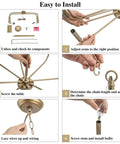 Easy installation guide for Dope Antique Gold Chandelier Modern Farmhouse Light Fixture With Eight Arms And Adjustable Height