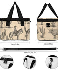 Insulated Lunch Box For Work And On The Go With Leakproof Construction And Removable Shoulder Strap, Western Cowboy Desert