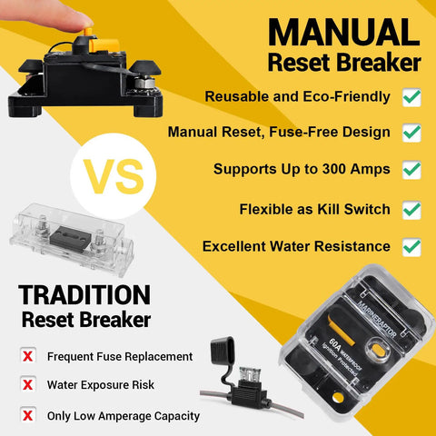 Hella Heavy Duty Built Rugged 60Amp Marine Circuit Breaker With Waterproof Sealed Cover Battery Disconnect Switch comparison image.