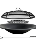 35 Inch Steel Fire Pit Bowl Built To Last For DIY Or Replacement, Includes Spark Screen And Fire Poker, Large Round Fire Pit Bowl