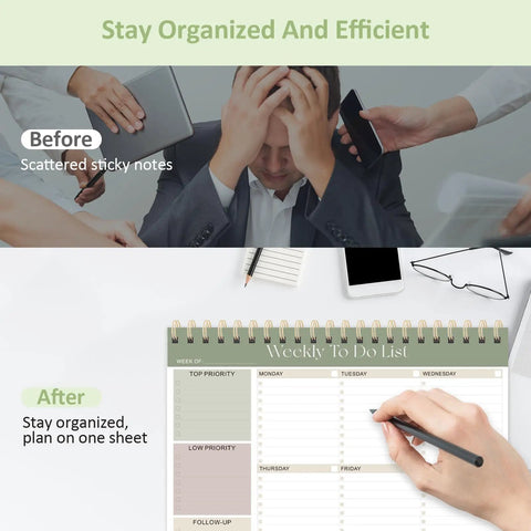 Undated Weekly To Do List Notepad 52 Large 8.5x11 Sheets Landscape Planner with hand writing, ideal for efficient task organization