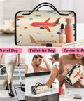 Airplane Style Hanging Roll Up Cosmetic Bag With Four Removable Pouches Waterproof Foldable Travel Makeup Organizer for Women