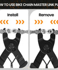 Bike Chain Repair Kit With Break Tool Master Link Pliers Chain Wear Checker and Opener Closer Remover Pliers in use