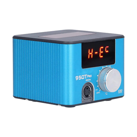 Top Tier 75W Pro Soldering Station With Rapid Heat Up And Precise Temp Control From 200 To 500 Celsius showing blue aluminum body and temperature display.