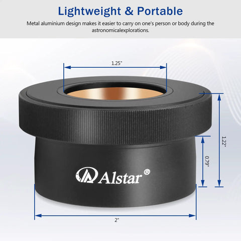 2 Inch To 1.25 Inch Twist Lock Telescope Adapter For Eyepieces with self-centering aluminum design and size dimensions