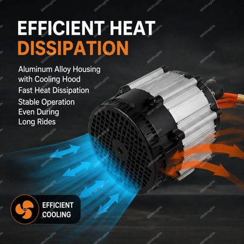 Heavy Duty Differential Brushless Motor With Pure Copper Windings Rolling Heavy And Smashing Throttle When Upgrading Cargo Trikes Or Electric Rickshaws At 4000 Rpm And 2000 Watts showing aluminum alloy casing for heat dissipation.