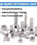 510 Piece Metric Stainless Steel Flat Head Countersunk Socket Cap Bolts And Nuts Set M3 M4 M5 With Allen Hex Drive 304