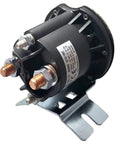 Straight Up Heavy Duty 12-Volt PowerSeal Dc Contactor featuring copper studs, narrow curved L bracket for RV and truck wiring.