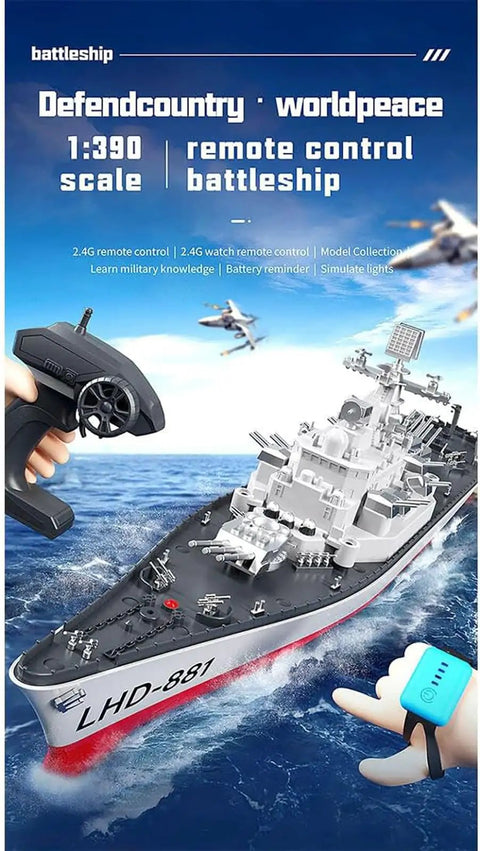 Dope RC Boat With 2.4G Remote Control And 1 To 390 Scale Twin Engine Battleship Watercraft high frequency operation on water