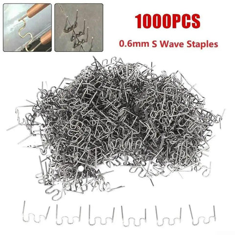 Pile of 1000Pcs Welder Staples 0.6mm S Wave Staples For Auto Bumper Repair And Plastic Bodywork Kit Stainless Steel Durable