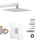 Shower Faucet Set With Valve And 8 Inch Square Shower Head Single Handle Trim Kit With Extra Long 16 Inch Shower Arm Polished Chrome Easy Installation