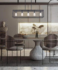 Five Light Dining Room Chandelier For Farmhouse Kitchen Island Pendant Lighting With Black Shade Modern Industrial Design Dimmable