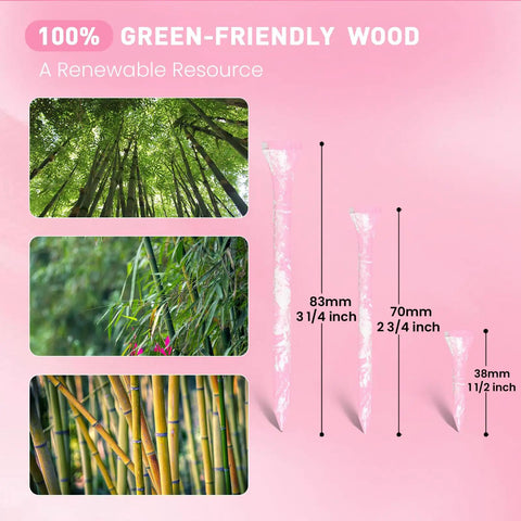 Bold Bamboo Golf Tees Set With 50 Painted Tees And 10 Extra Short 1.5 Inch Range Tees, eco-friendly bamboo wood description.