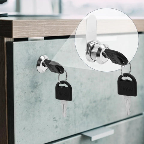5/8 Inch Alloy Cam Locks With Keys Keyed Alike For Mailbox, Toolbox, Pickup Truck And RV Compartments Two Pack Kit installed.
