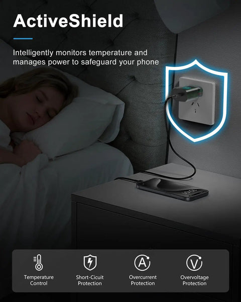 25W USB C Fast Charger Block with 2 Pack Long USB C Cables 10 Ft And 6 Ft Quick Charge for iPhone, bedside charging