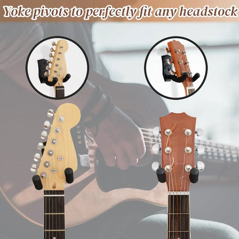 Sturdy Three Pack Black Metal Guitar Wall Mounts With Anti Slip V Shape Cradles And Rotatable Yokes. Hang Your Axe Securely Without Slippage. Ultimate Baddass Gear Rack For Acoustic Electric Bass Banjo Players Demanding Rock Solid Daily Storage
