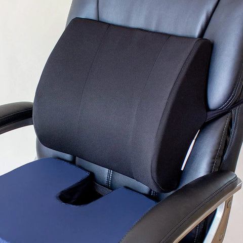 Premium Lumbar Support Pillow For Chair With Ergonomic Contoured Foam Insert Designed To Ease Lower Back Pain And Improve Posture on office chair.