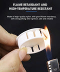 White 50 Mm Round Hole Plugs Set Of 6 for flush snap in covers shown flame resistant near lighter