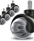 Set of 5 heavy-duty office chair wheels with polyurethane casters for smooth glide on all floor types.