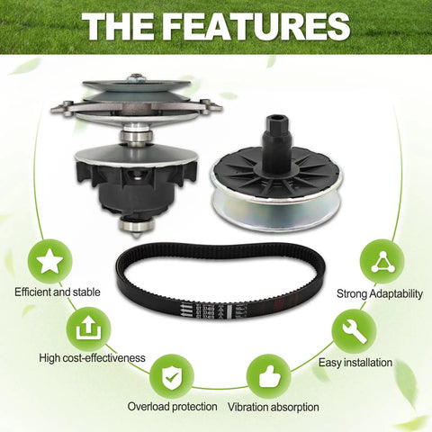 Primary And Secondary Transmission Kit For Lawn Tractor Models D105 E100 X105 X106 100 Series Including MIA13031 MIA12481 MIA12482 Parts, DIY Friendly Plug And Play Gearbox Replacement With Easy Fitment And Long Lasting Performance display showing components and features.