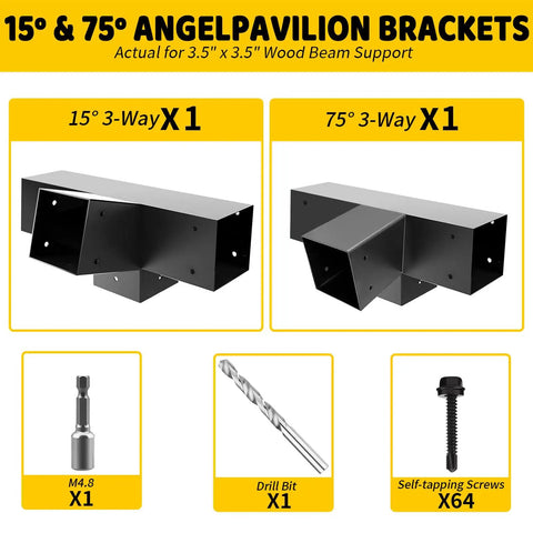 4 Way Slant Angle Pergola Brackets Kit For 4x4 Lumber 15 Degree Up 75 Degree Down Tough As Nails Galvanized Steel With Laser Welds