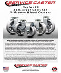 Heavy Duty Rigid Top Plate Caster Featuring A 5 Inch Semi Steel V Groove Wheel With Roller Bearings for seamless tracking.