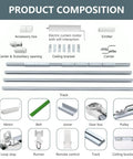 Smart Curtain Track System With WiFi Phone Control And Voice Control For Alexa And Google Home Tuya App Remote Access Motorized Curtain Rods For Auto Opening And Closing Works With Remote 125 Feet, white ceiling track parts