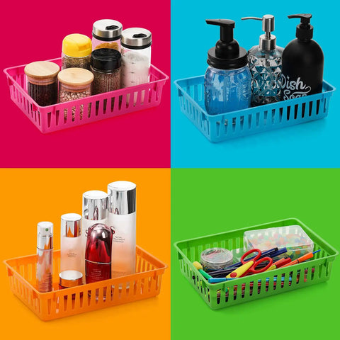 16 Pack Colorful Plastic Classroom Storage Baskets Bins For Crayons And Pencils Small Desk Organizer Trays For Paper Desk