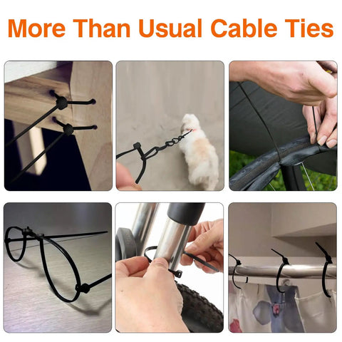 Heavy Duty Zip Ties 700 Pack Black Assorted Sizes 12, 10, 8, 6 and 3.6 Inch Self Locking Nylon Cable Ties for Home Office Garden Workshop Cord Management 40 Lbs Tensile Strength