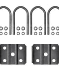 Trailer U Bolt Kit for 3500 Lb Round Axle, 2 3/8 Inch Beam, 1/2 Inch U Bolts, 2 Inch Thread Pitch, Includes 4 U Bolts, 8 Hex Nuts, and 2 Tie Plates for 1 3/4 Inch Leaf Springs, Rust Resistant Steel