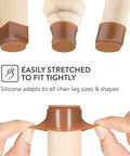 Chair Leg Floor Protectors 16 Pack Brown With Felt Bottom Silicone Pads For Hardwood Floors and Furniture Feet Rubber Caps