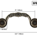 5 Piece Drop Bail Cabinet Handles Bronze Finish 6.2 Inch Total Length With 5 Inch Center To Center Hole Spacing Drawer Pulls