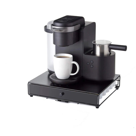 Rolling Black Finish Coffee Pod Storage Drawer For K Cups Holds 42 Pods Extra Wide Under Coffee Pot Space Slim Countertop Organizer