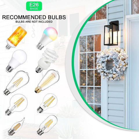 All Weather Outdoor Wall Lantern Built Tough For Rain Or Shine Weather Resistant Rock Solid Waterproof Rust Proof Exterior Sconce Lamp For Front Porch with E26 base bulbs.