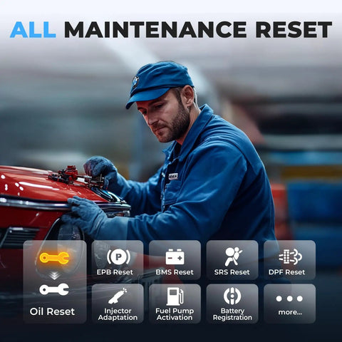 Mechanic using Full System OBD2 Scanner For VW And Audi Fans With Battery Registration EPB Reset And All Reset Services