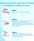 Installation instructions for Lock Down Your Wall Outlet With This Tug Proof Charger Lock, showing step-by-step guide.