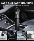 Super Handy 4 In 1 Cordless Car Vacuum With 18000Pa Suction And Brushless Motor shown charging in car console.