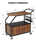 Wood-finish patio cooler cart with built-in table and bottle opener for outdoor parties, features storage and drainage, rolling wheels.