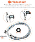 4 Ft Stainless Steel Washer Hoses With 90 Degree Elbows 2 Pack No Lead Burst Proof Hot And Cold Water Supply Lines Featuring Size Details