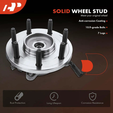 Pair Of Front Wheel Bearing And Hub Assemblies With Abs Rings And Seven Lug Bolts Beefed Up For Ford F-150 Pickup Trucks 2011 To 2014 Payload Package Runs Mean And Handles The Drag Without Breaking A Sweat On Highway Cruises