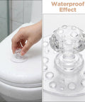 4 Pack Self Adhesive Cabinet Drawer Knob Set Clear Acrylic Crystal Handles No Drilling Easy Install on wet white surface