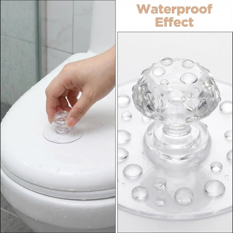 4 Pack Self Adhesive Cabinet Drawer Knob Set Clear Acrylic Crystal Handles No Drilling Easy Install on wet white surface