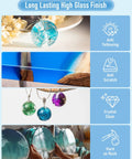 Image showing 8 Ounce Crystal Clear Epoxy Resin Kit used for creating glossy blue and green jewelry, and protective coatings.