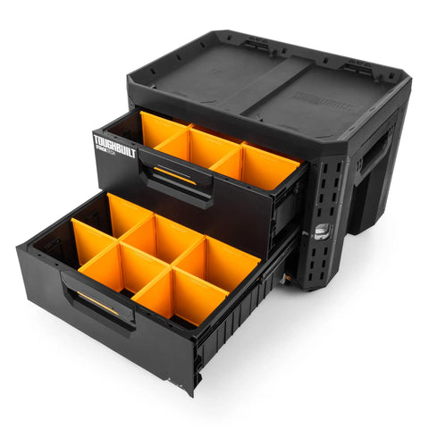 Hella Sturdy Two Drawer Locking Toolbox With Stackable Frame And Secure Padlock Slide Lock For Heavy Duty 240 Pound Workshop Ready Job Site Gear Storage Organizer
