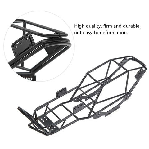 Heavy Duty RC Roll Cage Metal Frame For 1/10 Scale Crawler Trucks Full Tube Chassis Durable Black Metal Construction 355mm Length